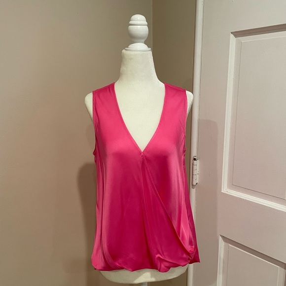 Splendid Tank Pink Surplice Sleeveless Top Dressy Viscose Vneck - Picture 3 of 6